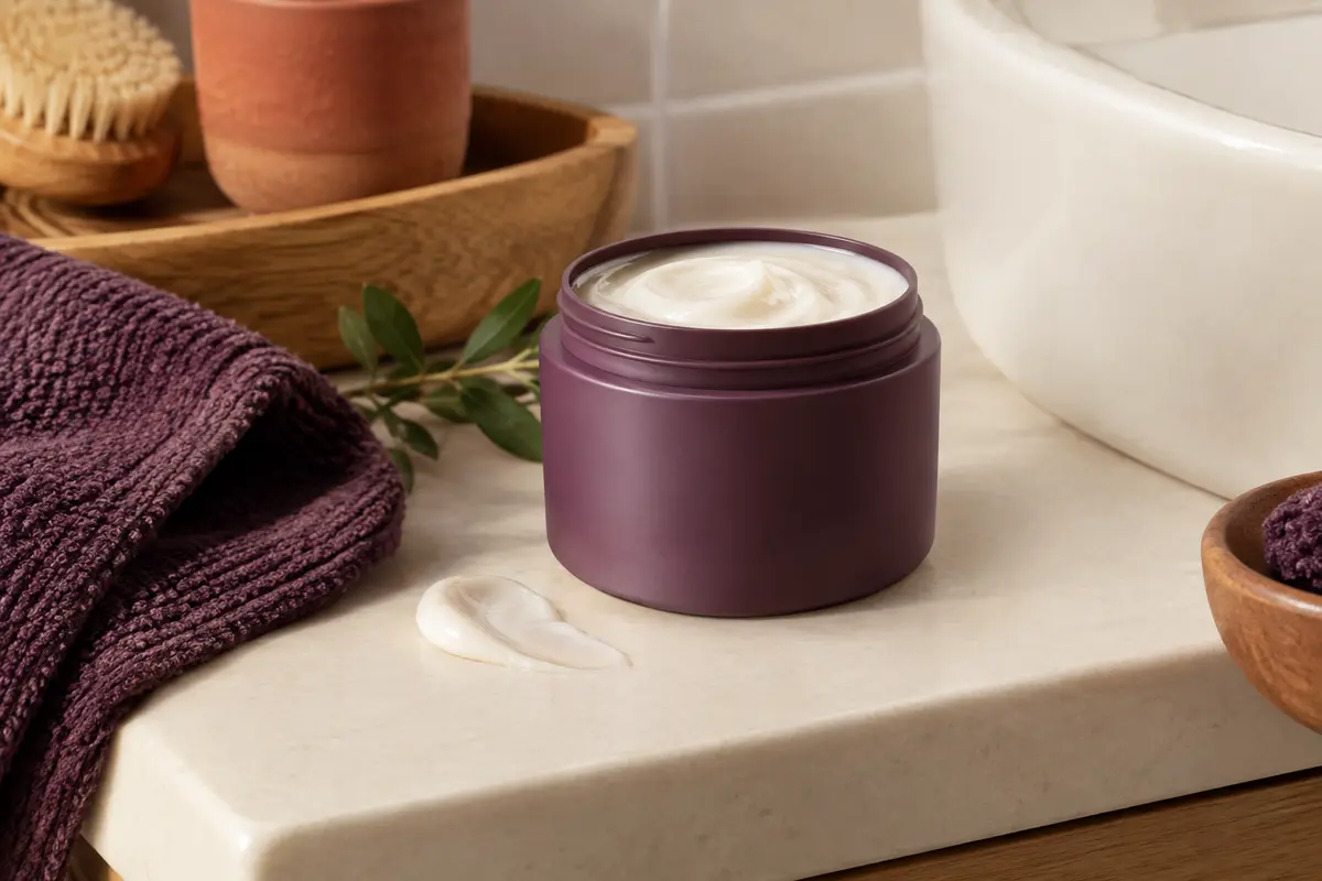 Crème lavante co-wash Curls Matter présentée sur une tablette claire avec une touche de texture crémeuse.